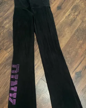 Y2K Victoria's Secret PINK VS Vintage Foldover Yoga Pants Flare Purple S thumbnail 1