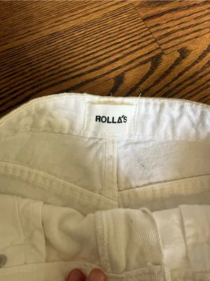 ROLLA'S White Distressed Denim Cutoff Shorts Dusters High Rise Slim 27 thumbnail 3