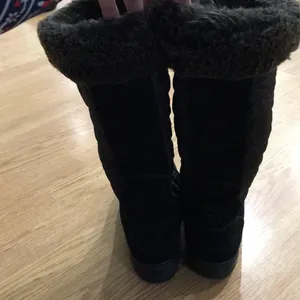 Lands’ End Tall Black Suede Faux Fur Trimmed Boots thumbnail 5