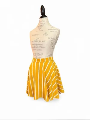 Yellow and White Striped A-Line Skirt Sz XL (Could also be worn as a top) thumbnail 6