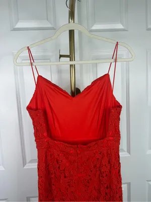Soprano Size M Red Floral Lace Midi Dress Spaghetti Strap NWOT thumbnail 6