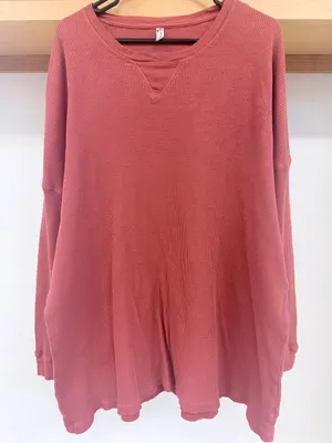 Relaxed Waffle-Knit Pullover Sweatshirt - Dusty Rose thumbnail 1