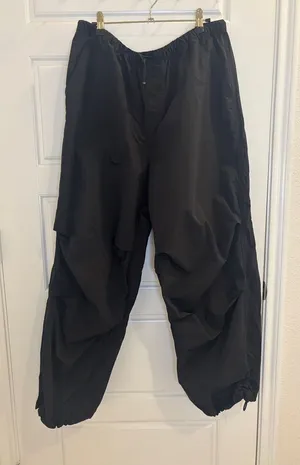 Vans Black Nylon Parachute Cargo Pants Baggy Utility Streetwear XL thumbnail 1
