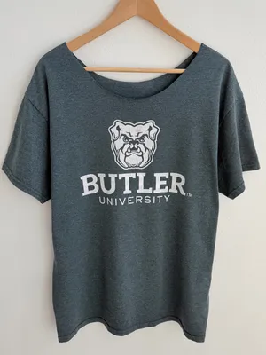 Butler University Bulldogs Off-Shoulder T-Shirt Gray College Tee thumbnail 1