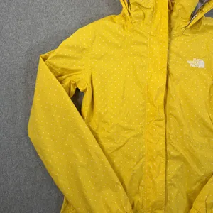 The North Face Women's Small Rain Jacket Hooded Yellow White Polka Dot Full Zip thumbnail 3