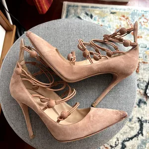 gianvito rossi marquis suede pumps straps size 38.5 38 1/2 dust pink thumbnail 6