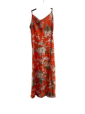 Paper Heart Orange Floral Satin Slip Dress Small thumbnail 3