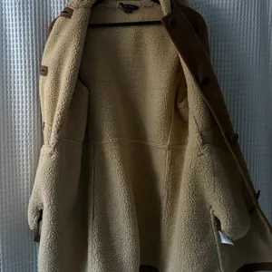 Lands' End women's faux suede shearling hooded sherpa coat size medium (10–12) thumbnail 3