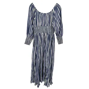 NWT Anthropologie Long Sleeve Sweetheart Midi Dress Blue Striped Size Small Boho thumbnail 6
