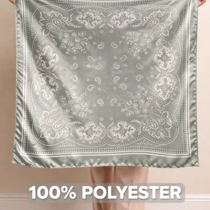 Bundle of 2 Satin Bandana Scarves | Brown & Sage | 100% Polyester thumbnail 2