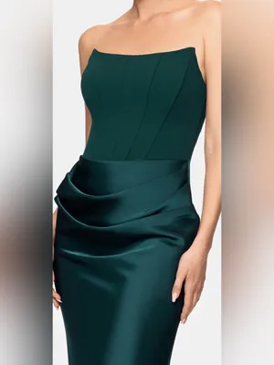 NWOT Betsy & Adam strapless mixed media green gown Sz 4 thumbnail 3