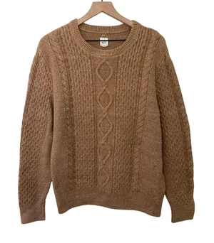 Gap Cottage Cozy Fall Indie Gritty Boho Cable Knit Oversize Brown Sweater Medium thumbnail 1
