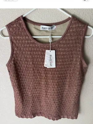 Sleeveless Crochet Knit Tank Top in Chocolate Brown thumbnail 3