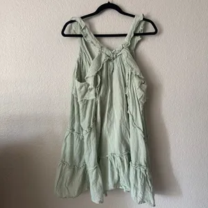 Anthropologie Celandine Boho Ruffle Tiered Mini Dress in Mint Green thumbnail 4
