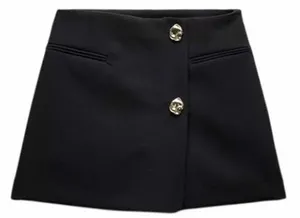 ZARA Black High Waisted Sailor Skort Gold Button Mini S 4 6 NWT thumbnail 1