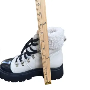 Steve Madden Reyen lace-up lug-sole hiker boots in bone leather 8.5 thumbnail 8