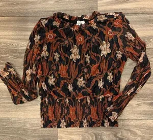 Joie Blouse Size L Elastic at Sleeves, Neckline, Subtle Sparkle Thread Accents thumbnail 1