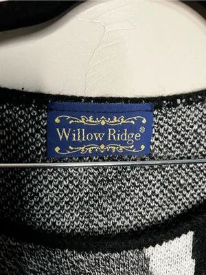 Willow Ridge Black Gray Patchwork Stitch Oversized Grandma Core Sweater Size M thumbnail 3