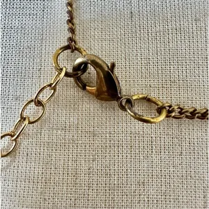 Blue and gold tone beaded long teardrop pendant necklace thumbnail 5