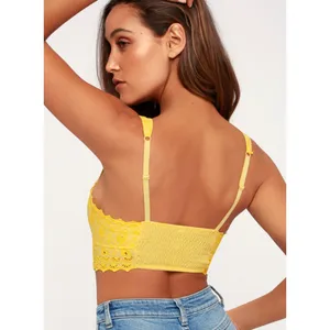 FREE PEOPLE Ezra Embroidered Eyelet Bralette Yellow Women's Size Medium thumbnail 2