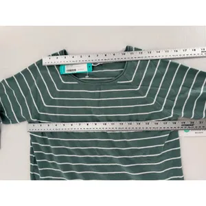 Pink Clover Sweater Sz L Green Striped Lightweight Knit Curved Hem Layering Fall thumbnail 7