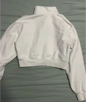 TNA Aritzia White Cropped Quarter Zip thumbnail 3