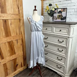 Show Me Your MuMu Light Blue Ruffle Wrap Dress thumbnail 3