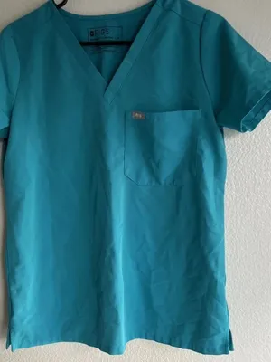 FIGS Catarina Women’s Sz S Scrub Top Teal Blue Technical Collection One Pocket thumbnail 5
