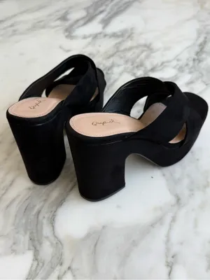 Qupid Black Faux Suede Crisscross Platform Slide Sandals • Sz 8.5 thumbnail 5