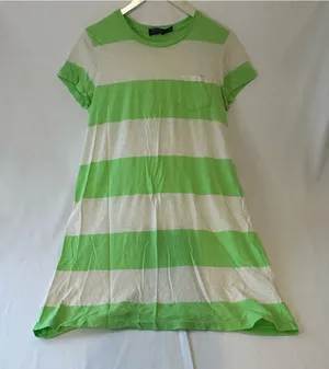 Polo by Ralph Lauren Lime Green & White Striped Midi Dress thumbnail 1