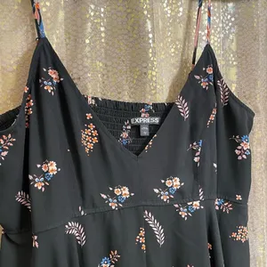 Express Black Orange Paisley Floral Handkerchief Dress, Large‎ thumbnail 6