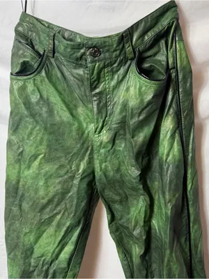 Vintage Y2K Green Wide Leg Faux Leather Pants thumbnail 3