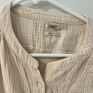 Faherty Everleigh Dream 100% Organic Cotton Gauze Shirt Top‎ Cream Women Size M thumbnail 5