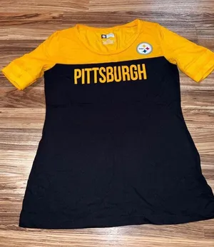 Pittsburgh Steelers Women's Juniors shirt top short sleeve size‎ M medium thumbnail 1