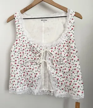 Reformation 10 NEW Rosalie Linen Top Alyssa White Romantic Preppy Cottage thumbnail 1