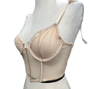 Kat The Label Femme Bustier Top Womens S Beige Tie Straps‎ Flirty Chic Coquette thumbnail 5