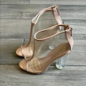 Cream Stiletto Heels with Transparent Panels thumbnail 2