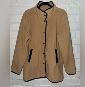 J.CREW women’s Piped sherpa coat sz L ✨ thumbnail 2