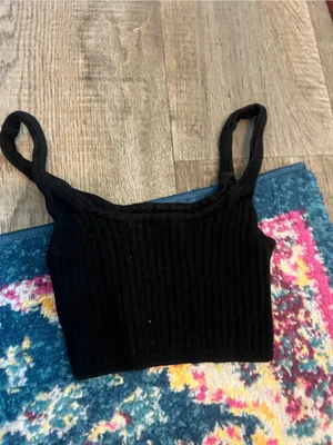 Wilfred Black Ribbed Knit Crop Tank Top - Women's thumbnail 8