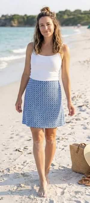 Rip Skirt Hawaii Dot Dot Dot Classic Blue and‎ White Print Size Small thumbnail 1