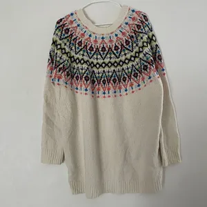 Aerie Fair Isle Sweater Women’s Large Cream Nordic Knit Cozy Winter Pullover thumbnail 3