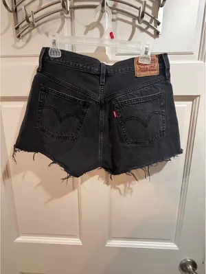 Levi's 501 Black Denim Cutoff Shorts Size 28 thumbnail 5