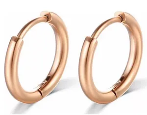 Unisex‎ Hoop Earrings Rose Gold Plated Silver Huggie Hoops, 9mm thumbnail 1