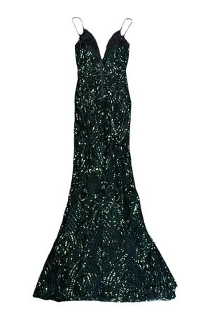 Viviana Formal Sequin Mermaid Dress black and green size small thumbnail 4