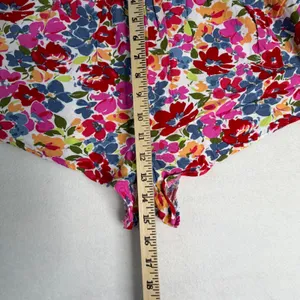 Roxy Womens Floral Smocked Puff Off Shoulder Sleeve Romper Pink Size Large thumbnail 3