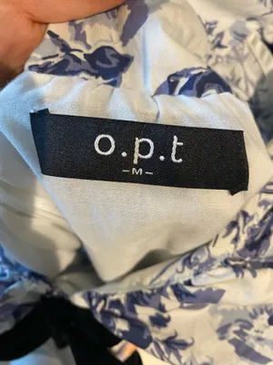 O.P.T blue and white floral mini dress, cotton, lined, size M thumbnail 3