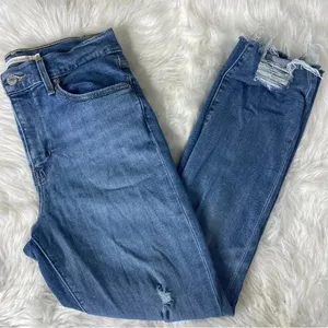 Levi's 724 High Rise Straight Leg Distressed Jeans Size 29 / 8 Busted Knee Denim thumbnail 4