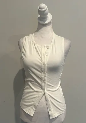 White Fox White Button Down Tank Top thumbnail 1