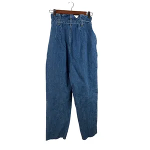Abercrombie & Fitch Mom Jean Womens 26/2R‎ Blue Paperbag Waist Belted Straight thumbnail 9