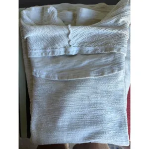 CMC Color Me By Cotton White Textured Cowl Neck Tunic Top Medium USA Made thumbnail 2